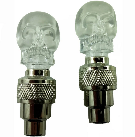 Par de luces LED de calavera multicolor para válvulas de llantas