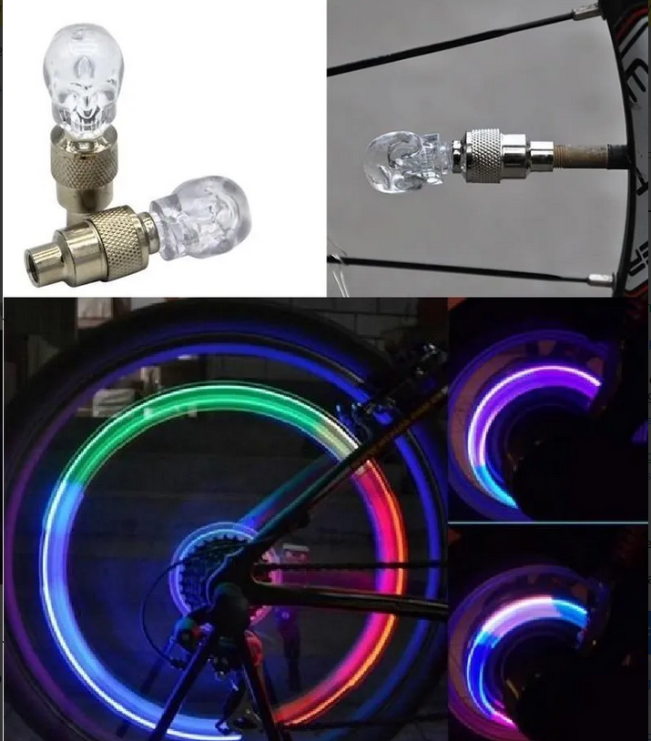 Par de luces LED de calavera multicolor para válvulas de llantas - foto 3
